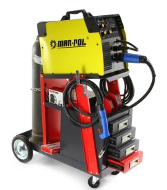 Cărucior pentru aparat de sudură Mar-Pol M66612, cu 4 sertare, raft superior și suport pentru butelie, capacitate 60 kg - Img 6