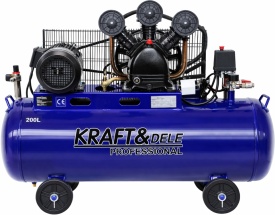 Compresor de aer cu ulei KraftDele KD4059, rezervor 200L, 4100W, 650 l/min, 8 bar, 400V pentru atelier și aplicații industriale