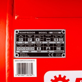 Compresor fără ulei Mar-Pol M88006, 50L, 10 bar, 400 l/min, 230V, 4 pistoane, pentru atelier și lucrări pneumatice - Img 7