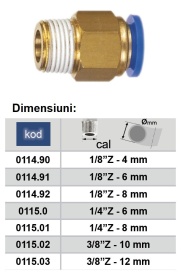 Cupla rapida cu diametru Ø6 si filet exterior 1/4" Push-in ADLER MA0115.0 – Kraft&Dele