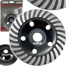 Disc diamantat tip cupă turbo VERKE 125 mm pentru șlefuirea betonului, pietrei, granitului și cărămizii