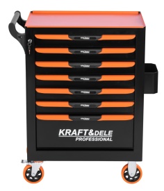 Dulap mobil pentru scule KraftDele KD1079 – cărucior atelier cu 7 sertare, blat metalic și raft lateral - Img 5