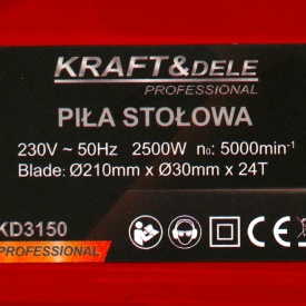 Fierăstrău circular de masă KraftDele KD3150, 2500W, disc 210 mm, tăiere înclinată 0-45° pentru lemn și materiale derivate - Img 4