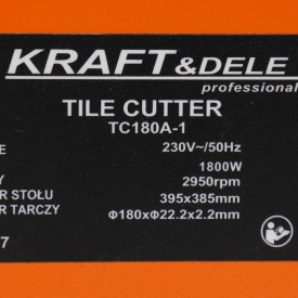 Fierăstrău de masă pentru tăiat gresie și faianță KraftDele KD577, 1800W, disc diamantat 180 mm, înclinare 0-45° - Img 10