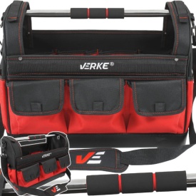 Geantă pentru scule deschisă 44x25x34 cm cu mâner și curea de umăr, construcție rigidă, poliester 600D, MaxRom - Img 8