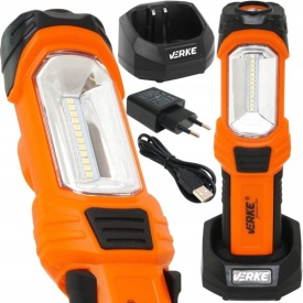 Lampă LED de atelier cu acumulator Li-Ion 2000 mAh, bază magnetică rotativă 180°, încărcare USB și stație 230V, MaxRom V87513 - Img 10