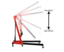 Macara tip girafă atelier 2T MAR-POL M80405-1 pliabilă, pompă rapidă, include balansier 750kg, 6 roți metalice - Img 4