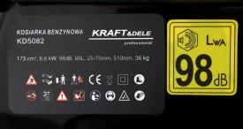 Mașină de tuns gazon pe benzină KraftDele KD5082, 6,62 kW, lățime tăiere 510 mm, coș 60 L, mulcire și evacuare laterală - Img 11