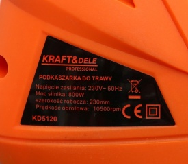 Motocoasă electrică KraftDele KD5120 800W, 10500 rpm, lățime de lucru 230 mm, ușoară și ușor de manevrat - Img 3
