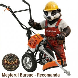 Motocoasă pe roți pe benzină KraftDele KD5188, 5,2 CP, cu cap fir, disc vidia și perie pentru curățarea rosturilor