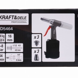 Nituitor pneumatic KraftDele KD5464, cursă 16 mm, pentru nituri 3,2 / 4,0 / 4,8 mm - Img 8