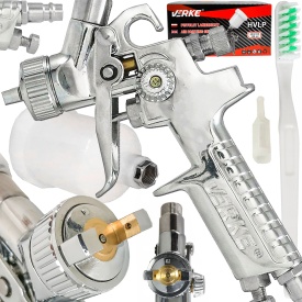 Pistol de vopsit pneumatic HVLP VERKE H-2000P 0,8 mm, rezervor superior 125 ml, pentru retușuri și finisaje precise