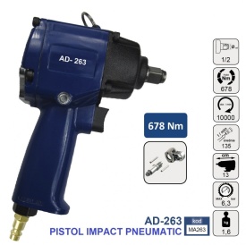 Pistol Impact pneumatic 678Nm 6.3 bari 1/2", ADLER AD-263 Profesional – Kraft&Dele