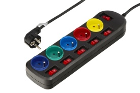 Prelungitor electric KraftDele 1,5 m cu 5 prize, protecție copii și întrerupătoare individuale, negru, KD4000-CZ - Img 3