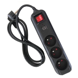 Prelungitor electric KraftDele KD4031 cu 3 prize, 2 porturi USB și cablu 1,5 m, cu protecție la suprasarcină - Img 7