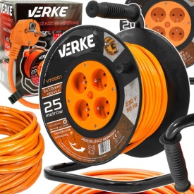 Prelungitor electric pe tambur 25 m cu 4 prize, cablu cupru 3x1 mm² și protecție termică MaxRom - Img 9