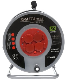 Prelungitor electric pe tambur KraftDele KD4022, 50 m, 4 prize 230 V cu împământare, cablu 3x2,5 mm, pentru grădină și atelier - Img 2