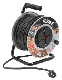 Prelungitor electric pe tambur metalic 40 m, cablu 3x2,5 mm², 4 prize, protecție termică, MaxRom V70021 - Img 9