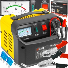 Redresor auto 12V/24V MaxRom V80017 pentru acumulatori plumb-acid, cu ampermetru și protecții la scurtcircuit