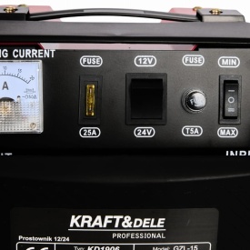 Redresor auto KraftDele KD1906 12V/24V 15A pentru acumulatori 35Ah-150Ah, cu ampermetru și încărcare rapidă - Img 6