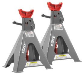 Set capre auto atelier VERKE 6T, 2 bucăți, suporturi reglabile cu blocare pe clichet, înălțime 408-600 mm - Img 3