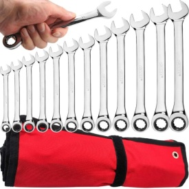Set chei combinate fixe cu clichet 8-19 mm, 12 piese, din oțel CrV, pentru service auto și atelier - Img 12