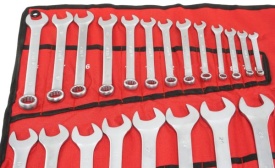 Set chei combinate fixe-inelare 6-32 mm, 25 piese, din oțel crom-vanadiu, cu etui rulabil, MaxRom - Img 9