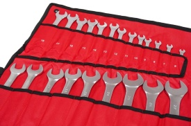 Set chei combinate fixe-inelare 6-32 mm din oțel crom-vanadiu, finisaj polisat, în husă rulabilă, MaxRom V35331 - Img 6