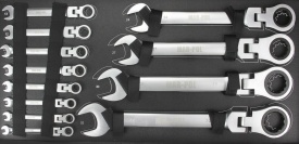 Set chei fixe-combinate cu clichet Mar-Pol 22 piese, 6-32 mm, chei îndoite din oțel CrV, în valiză - Img 2