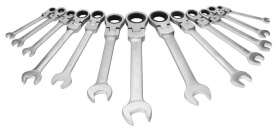 Set chei inelare cu clichet flexibile KraftDele KD11305 – 13 piese, 8-32mm, CrV, cotite 15°, valiză plastic - Img 3