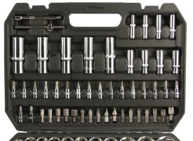 Set chei tubulare și biți Mar-Pol Professional 108 piese din oțel CrV, cu 2 clicheturi 1/2 și 1/4, în valiză - Img 11
