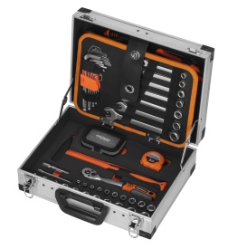 Set de scule KraftDele KD11353, 90 piese, în valiză din aluminiu, cu tubulare, chei, biți, șurubelnițe și clești - Img 3