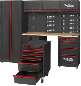 Set mobilier atelier profesional KraftDele KD5860 – banc de lucru cu dulapuri, panou perforat și sertare, 260 cm - Img 8