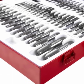 Set profesional filiere și tarozi 110 piese KraftDele KD10250, în valiză metalică, pentru refacerea și realizarea filetelor - Img 7
