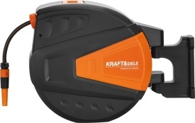 Tambur automat furtun grădină 40m + 2m KraftDele KD2155 – 1/2”, montaj perete, blocare lungime, retragere controlată - Img 2