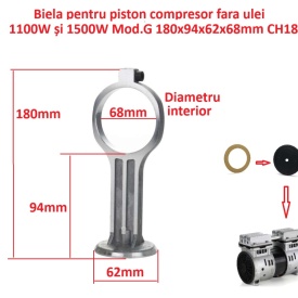 Biela piston compresor fara ulei 1100W și 1500W Mod.G 180x94x62x68mm CH188 - Img 1