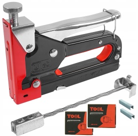 Capsator manual pentru tapițerie VERKE, corp metalic, 4-14 mm, reglaj forță, compatibil capse U/C/T, cu valiză - Img 3