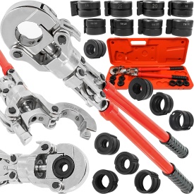 Cleste sertizare hidraulic pentru tevi PEX MaxRom, tip U si TH, cu 8 matrite, cap rotativ 360° si manere telescopice
