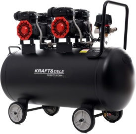 Compresor fără ulei KraftDele KD1387, 100L, 2 x 1500W, 8 bar, debit 290 L/min, pentru atelier, service și garaj