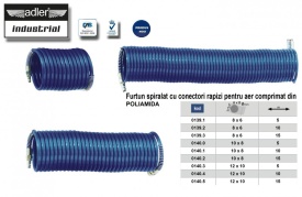 Furtun spiralat conectori aer comprimat din PA 8x6mm 15m 24/71 bari ADLER MA0139.3 – Kraft&Dele
