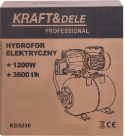 Hidrofor electric Kraft&Dele KD5230 – Putere 1200W, Debit 3600L/h, Rezervor 24L, Adâncime absorbție 8m, Presiune 5 bar - Img 11