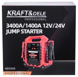 Jump starter auto KraftDele KD5345 12V/24V, 3400A/1400A, cu acumulator AGM, USB, iluminare LED și test tensiune - Img 12