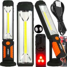 Lampă LED de atelier MaxRom V87514 cu acumulator 2600 mAh, magnet, lumină COB 5W și funcție powerbank