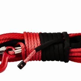Lină sintetică pentru troliu electric KraftDele KD1319, 8 mm x 24 m, Dyneema, cu cârlig și ochet, sarcină 6800 kg