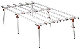 Masă de lucru plăci mari format KraftDele KD11983 – 360x150cm, înălțime 80cm, 6 picioare, 250kg capacitate, aluminiu/otel, pliabilă
