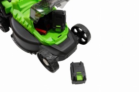 Mașină de tuns iarba pe acumulator KraftDele KD5420, motor fără perii, 20V, acumulator 4Ah, coș 30L, lățime tăiere 320 mm - Img 5