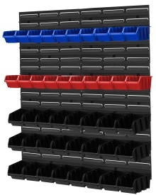 Panou organizator de perete cu 82 recipiente modulare 78x78 cm KraftDele KD11864 pentru atelier, garaj și depozitare piese mici
