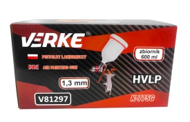 Pistol de vopsit pneumatic HVLP VERKE PREMIUM LINE K-775G, duză 1,3 mm, rezervor 600 ml, pentru lucrări de vopsire precise - Img 10