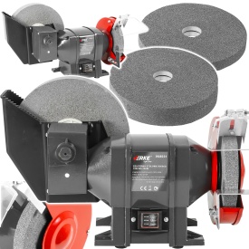 Polizor de banc uscat și umed 150/200 mm, 250 W, cu 2 discuri laterale, pentru ascuțire și șlefuire precisă MaxRom V08031