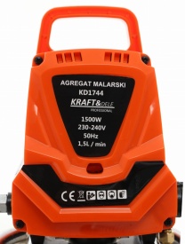 Pompa de vopsit airless cu piston KraftDele KD1744, 1500W, 220 bar, debit până la 1,5 l/min - Img 6